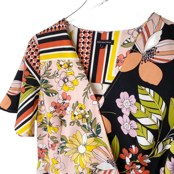 Who What Wear Multicolor Floral Wrap MIDI Dress Size Small - Picture 6 of 8